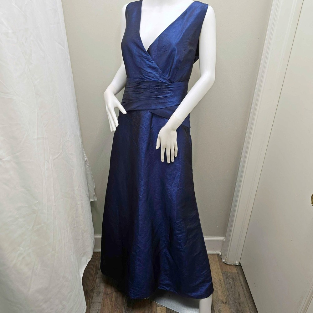Belsoie Navy Blue Satin Formal Gown Womens 20 Sleeveless Maxi Formal Black Tie